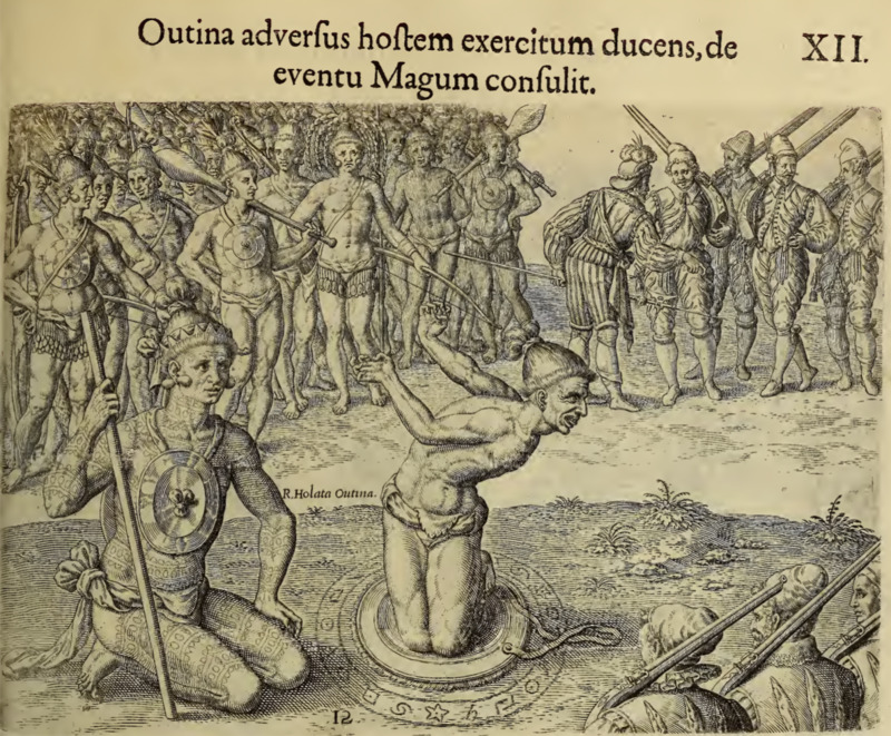 Outina adversus hostem exercitum ducens, de eventu Magum consulit. XII.